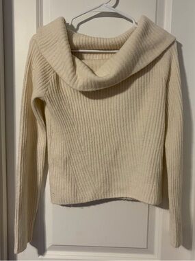 H&M Cream Ribbed Cowl Neck Sweater